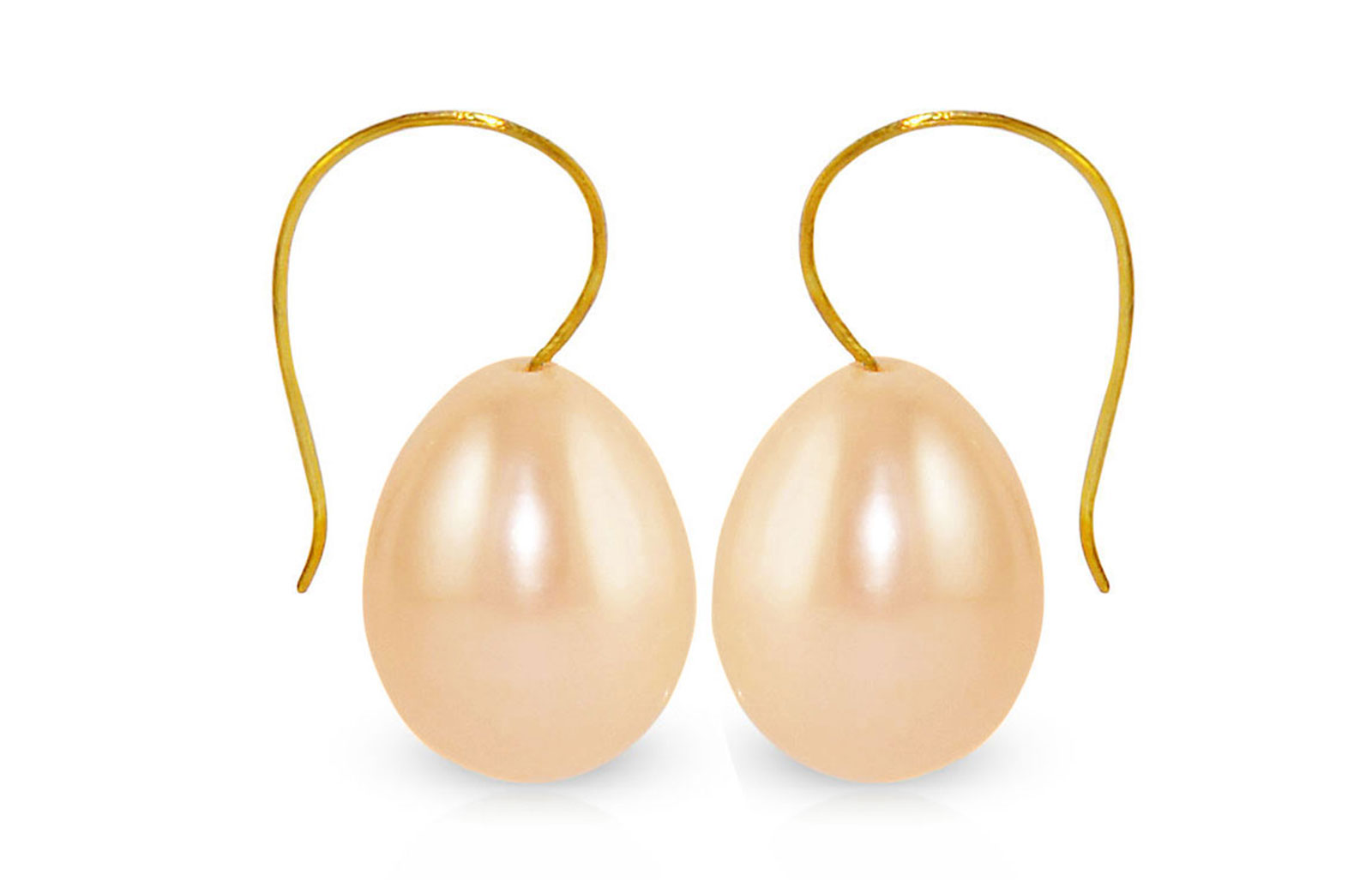 Vera Perla 10K Yellow Gold 10mm Drop Pink Pearl Earrings